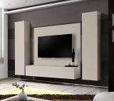 Wohnwand Option in Kaschmir Schrankwand 4-teilig h�ngend mit Push-To-Open, 260 x 170 cm