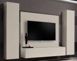 Wohnwand Option in Kaschmir Schrankwand 4-teilig h�ngend mit Push-To-Open, 260 x 170 cm