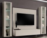 Wohnwand Option in Kaschmir Schrankwand 4-teilig h�ngend mit LED, 260 x 170 cm