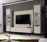 Wohnwand Option in Kaschmir Schrankwand 4-teilig h�ngend mit LED und Push-To-Open, 260 x 170 cm