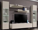 Wohnwand Option in Kaschmir Schrankwand 4-teilig h�ngend mit LED und Push-To-Open, 260 x 170 cm