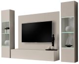 Wohnwand Option in Kaschmir Schrankwand 4-teilig h�ngend mit LED und Push-To-Open, 260 x 170 cm