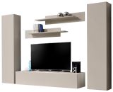 Wohnwand Option in Kaschmir Schrankwand 5-teilig h�ngend mit Push-To-Open, 260 x 170 cm