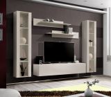 Wohnwand Option in Kaschmir Schrankwand 5-teilig h�ngend mit LED und Push-To-Open, 260 x 170 cm