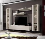 Wohnwand Option in Kaschmir Schrankwand 5-teilig h�ngend mit LED und Push-To-Open, 260 x 170 cm