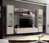 Wohnwand Option in Kaschmir Schrankwand 5-teilig h�ngend inkl. LED und Push-To-Open, 260 x 170 cm