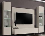 Wohnwand Option in Kaschmir Schrankwand 5-teilig h�ngend inkl. LED und Push-To-Open, 260 x 170 cm