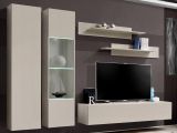 Wohnwand Option in Kaschmir Schrankwand 5-teilig h�ngend inkl. LED und Push-To-Open, 260 cm