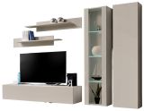 Wohnwand Option in Kaschmir Schrankwand 5-teilig h�ngend inkl. LED und Push-To-Open, 260 cm