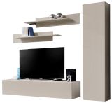 Wohnwand Option in Kaschmir Schrankwand 4-teilig h�ngend mit Push-To-Open, 210 x 170 cm