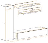Wohnwand Option in Kaschmir Schrankwand 4-teilig h�ngend mit Push-To-Open, 210 x 170 cm