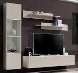 Wohnwand Option in Kaschmir Schrankwand 4-teilig h�ngend mit Push-To-Open, 210 x 170 cm