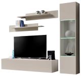 Wohnwand Option in Kaschmir Schrankwand 4-teilig h�ngend mit Push-To-Open, 210 x 170 cm