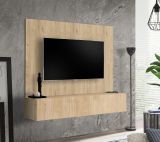 TV-Lowboard Set Option in Jackson Eiche, Flat-TV Unterschrank h�ngend mit Wandpaneel 160 cm