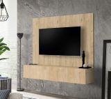 TV-Lowboard Set Option in Jackson Eiche, Flat-TV Unterschrank h�ngend mit Wandpaneel 160 cm