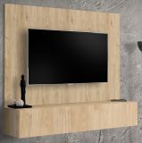TV-Lowboard Set Option in Jackson Eiche, Flat-TV Unterschrank h�ngend mit Wandpaneel 160 cm
