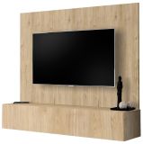 TV-Lowboard Set Option in Jackson Eiche, Flat-TV Unterschrank h�ngend mit Wandpaneel 160 cm
