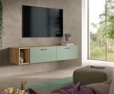TV-Lowboard Onawa in Gr�n und Artisan Eiche TV Unterteil h�ngend / stehend 176 cm