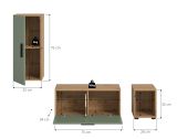 TV-Lowboard Onawa in Gr�n und Artisan Eiche TV Unterteil h�ngend / stehend 176 cm