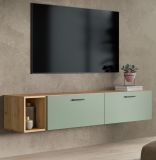 TV-Lowboard Onawa in Gr�n und Artisan Eiche TV Unterteil h�ngend / stehend 176 cm