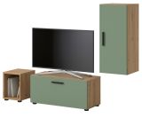 TV-Lowboard Onawa in Gr�n und Artisan Eiche TV Unterteil h�ngend / stehend 176 cm