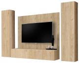 Wohnwand Option in Jackson Eiche Schrankwand 4-teilig h�ngend mit Push-To-Open, 260 x 170 cm