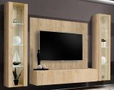 Wohnwand Option in Jackson Eiche Schrankwand 4-teilig h�ngend mit LED, 260 x 170 cm