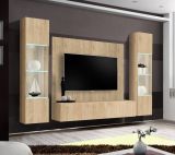 Wohnwand Option in Jackson Eiche Schrankwand 4-teilig h�ngend mit LED und Push-To-Open, 260 x 170 cm