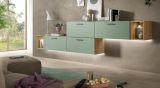 Sideboard Onawa in Gr�n und Artisan Eiche Stauraumschrank 277 cm, Soft-Close