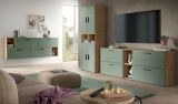 Sideboard Onawa in Gr�n und Artisan Eiche Stauraumschrank 277 cm, Soft-Close