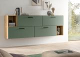 TV-Lowboard Onawa in Gr�n und Artisan Eiche TV-Unterteil h�ngend / stehend 176 cm, Soft-Close