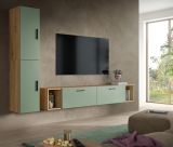 TV-Lowboard Onawa in Gr�n und Artisan Eiche TV-Unterteil h�ngend / stehend 176 cm, Soft-Close