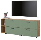 TV-Lowboard Onawa in Gr�n und Artisan Eiche TV-Unterteil h�ngend / stehend 176 cm, Soft-Close