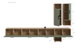 Wohnwand Onawa in Gr�n und Artisan Eiche Wohnkombination h�ngend / stehend 300 x 178 cm