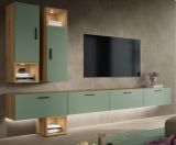 Wohnwand Onawa in Gr�n und Artisan Eiche Wohnkombination h�ngend / stehend 300 x 178 cm