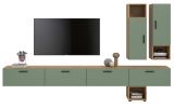 Wohnwand Onawa in Gr�n und Artisan Eiche Wohnkombination h�ngend / stehend 300 x 178 cm