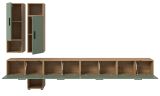Wohnwand Onawa in Gr�n und Artisan Eiche Wohnkombination h�ngend / stehend 300 x 178 cm