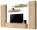 Wohnwand Option in Jackson Eiche Schrankwand 5-teilig h�ngend mit Push-To-Open, 260 x 170 cm