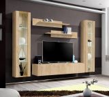Wohnwand Option in Jackson Eiche Schrankwand 5-teilig h�ngend mit LED und Push-To-Open, 260 x 170 cm