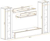 Wohnwand Option in Jackson Eiche Schrankwand 5-teilig h�ngend mit LED und Push-To-Open, 260 x 170 cm