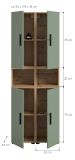 Stauraumschrank Onawa in Gr�n und Artisan Eiche Mehrzweckschrank 65 x 178 cm