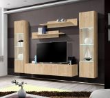 Wohnwand Option in Jackson Eiche Schrankwand 5-teilig h�ngend inkl. LED und Push-To-Open, 260 x 170 cm