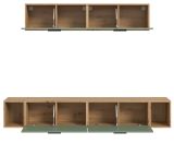 Wohnwand Onawa in Gr�n und Artisan Eiche Wohnkombination 202 x 184 cm, Soft-Close