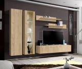 Wohnwand Option in Jackson Eiche Schrankwand 5-teilig h�ngend inkl. LED und Push-To-Open, 260 cm