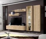 Wohnwand Option in Jackson Eiche Schrankwand 5-teilig h�ngend inkl. LED und Push-To-Open, 260 cm