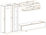 Wohnwand Option in Jackson Eiche Schrankwand 5-teilig h�ngend inkl. LED und Push-To-Open, 260 cm