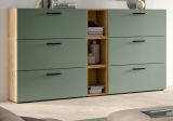 Sideboard Onawa in Gr�n und Artisan Eiche Kommode 176 cm, Soft-Close
