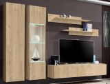 Wohnwand Option in Jackson Eiche Schrankwand 5-teilig h�ngend inkl. LED und Push-To-Open, 260 x 170 cm
