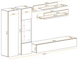 Wohnwand Option in Jackson Eiche Schrankwand 5-teilig h�ngend inkl. LED und Push-To-Open, 260 x 170 cm