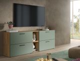 TV-Lowboard Onawa in Gr�n und Artisan Eiche TV-Unterteil h�ngend / stehend 176 cm, Soft-Close